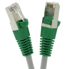 1Ft Cat.6 Shielded Crossover Cable Gray Wire/Green Boot