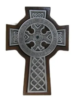 6" Walnut Cross Pewter Celtic Overlay