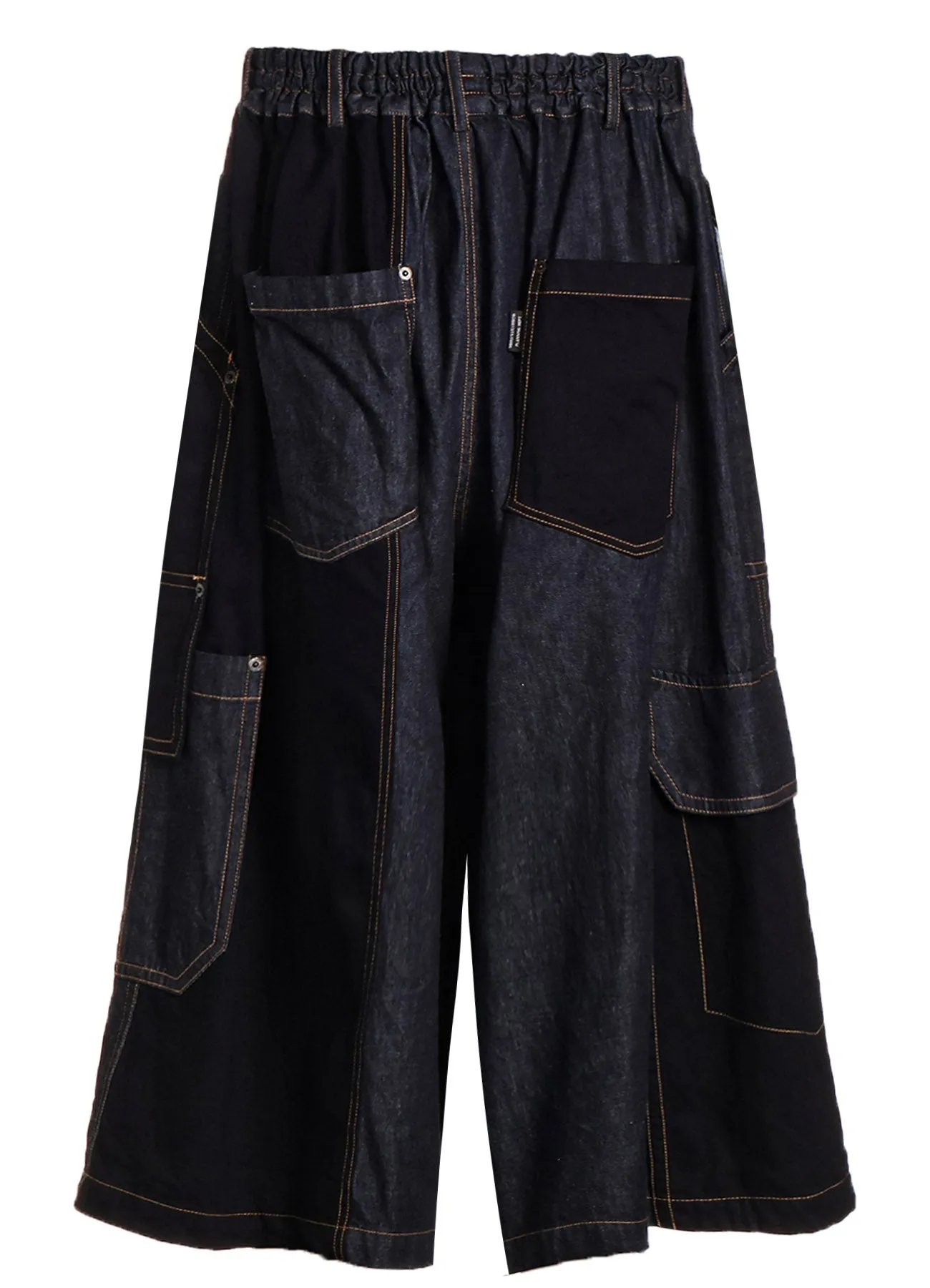 7OZ DENIM CRAZY PATCHWORK CULOTTE PANTS