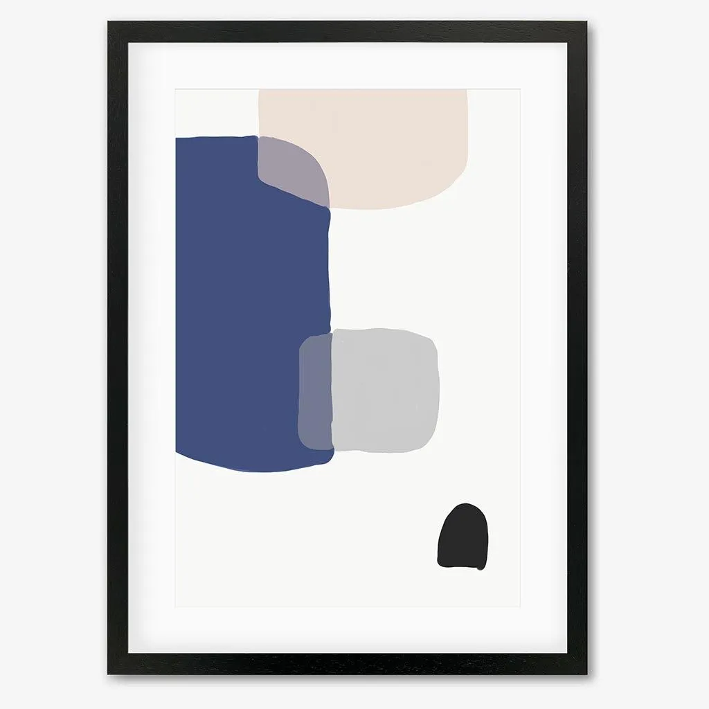 Abstract Blue Shapes Framed Art