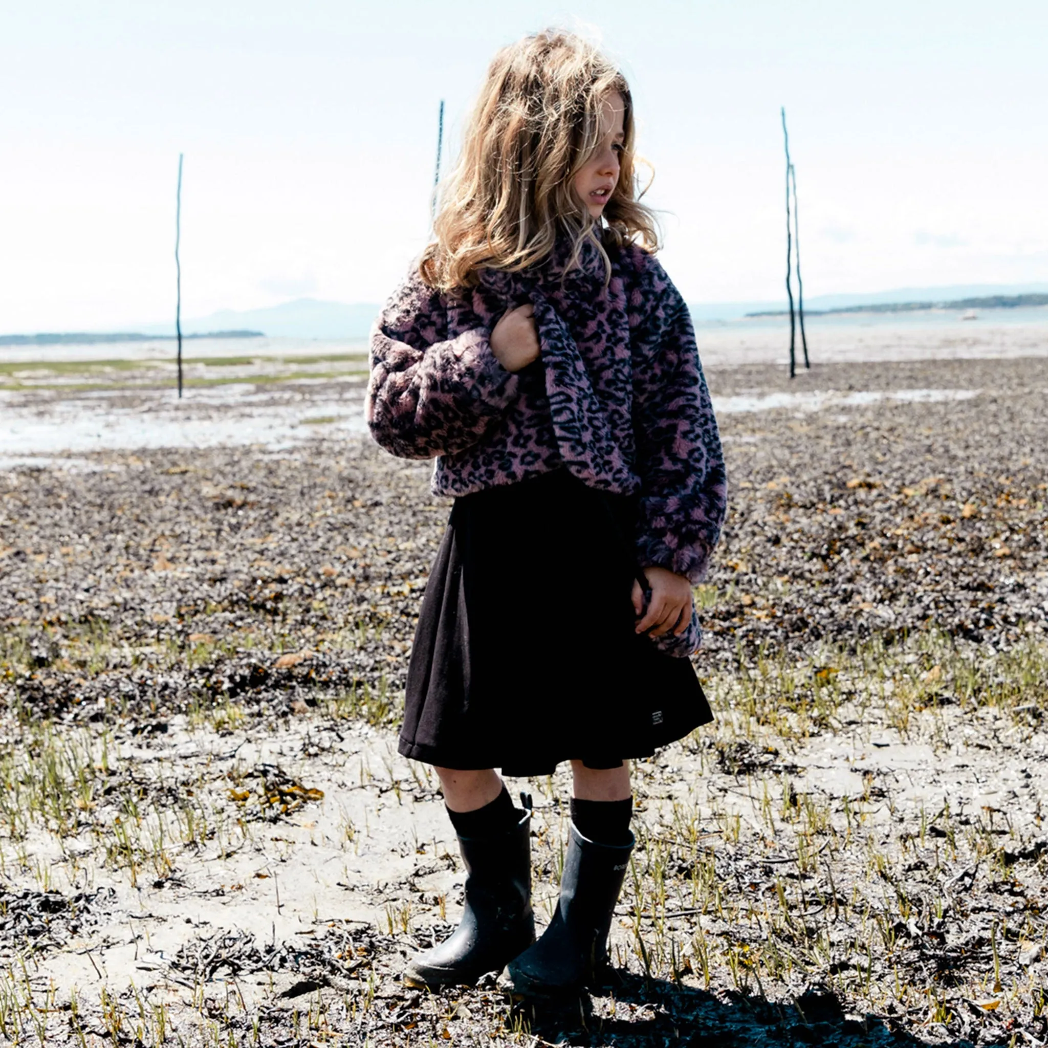 Animal Print Fake Fur Short Sleeve Dress - Little Girl|-|Robe à manches courtes en fausse fourrure avec imprimé animal - Petite Fille