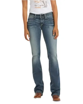 Ariat Womens Real Mid Rise Stretch Whipstitch Boot Cut Jeans