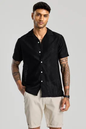 Black Cuban Crochet Shirt