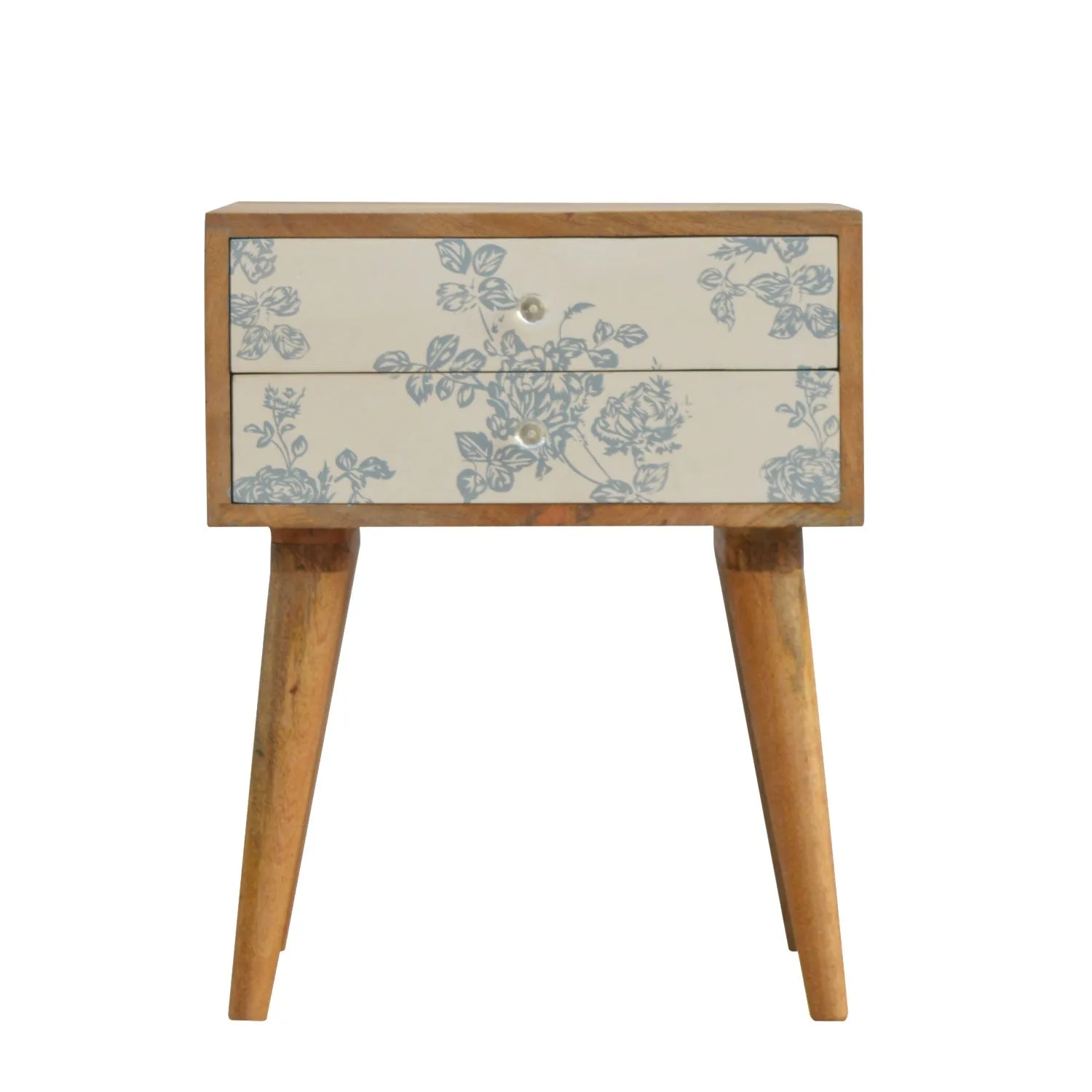 Burford Blue Floral Printed Bedside Table