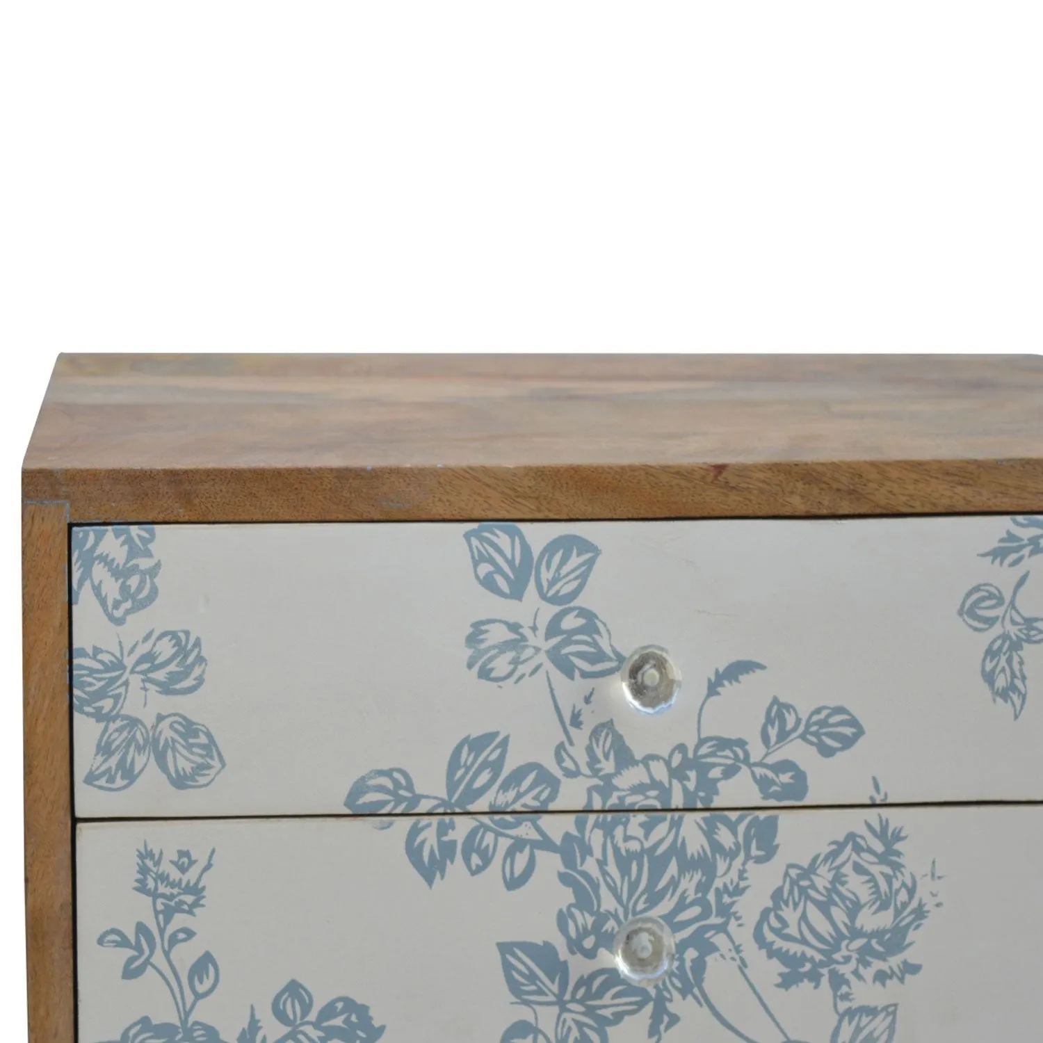 Burford Blue Floral Printed Bedside Table