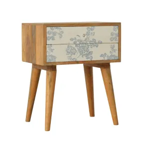 Burford Blue Floral Printed Bedside Table