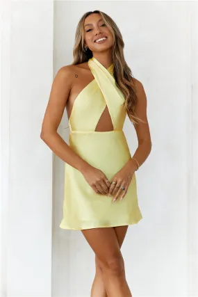 Call Me Later Satin Mini Dress Yellow