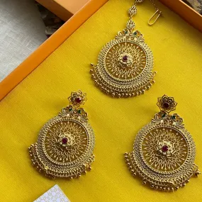 Chola Legacy Gift Box with Statement Earrings and Maang Teeka