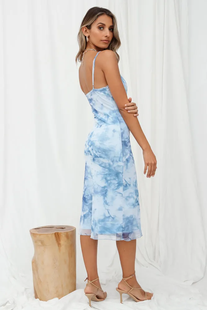 Cloud Sea Midi Dress Blue