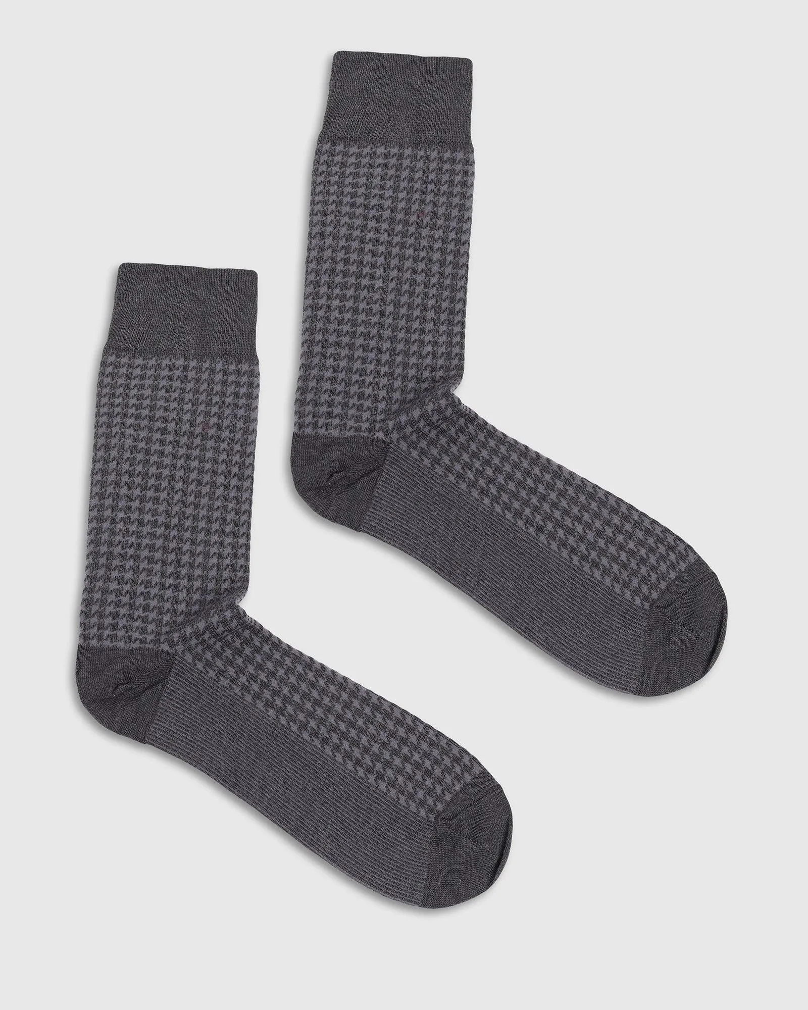 Cotton Dark Grey Printed Socks - Tesla