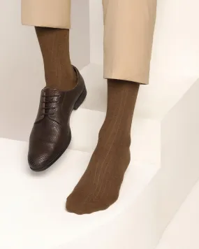 Cotton Tobacco Brown Textured Socks - Turkey