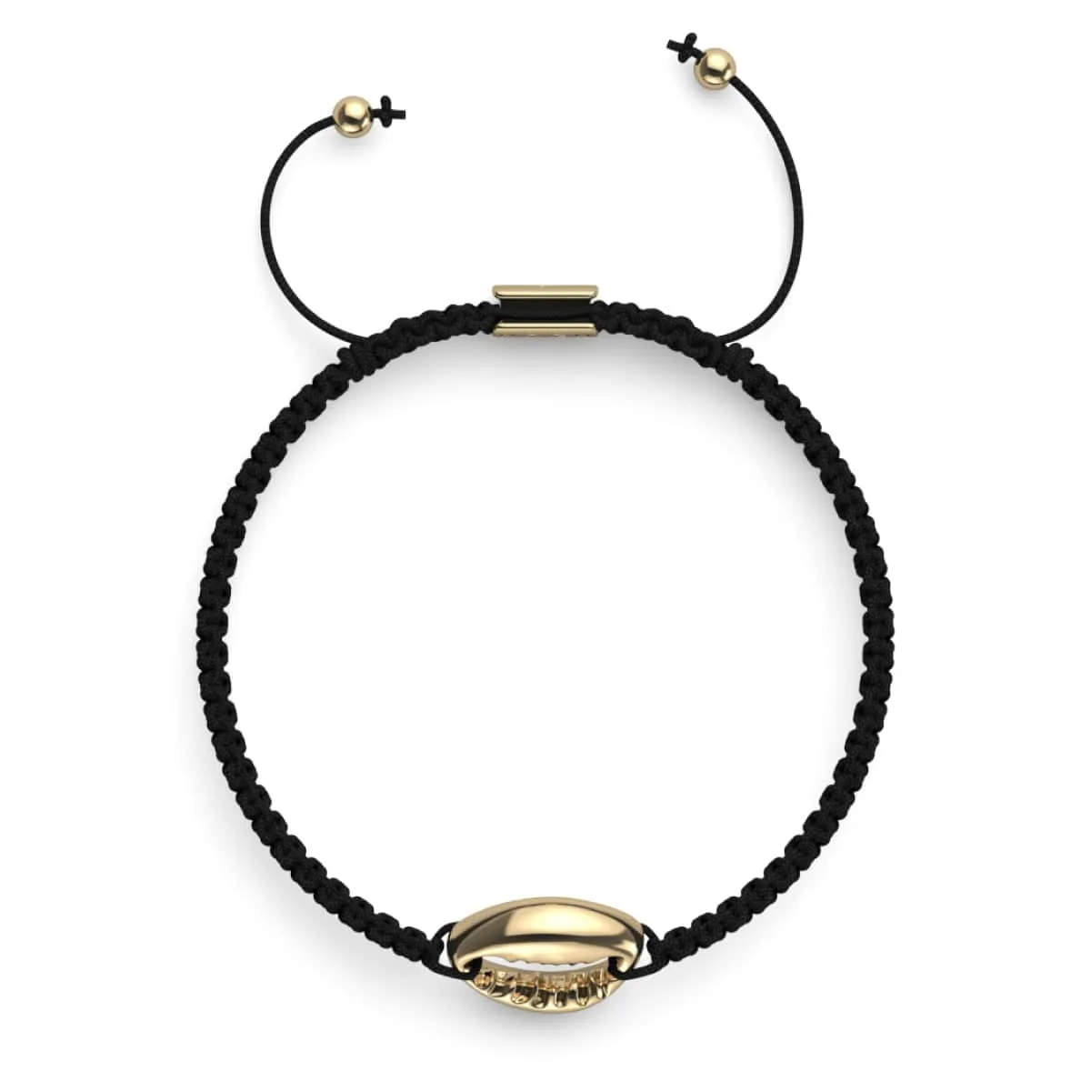 Cowrie Shell Black Macrame Bracelet | .925 Sterling Silver Gold Vermeil