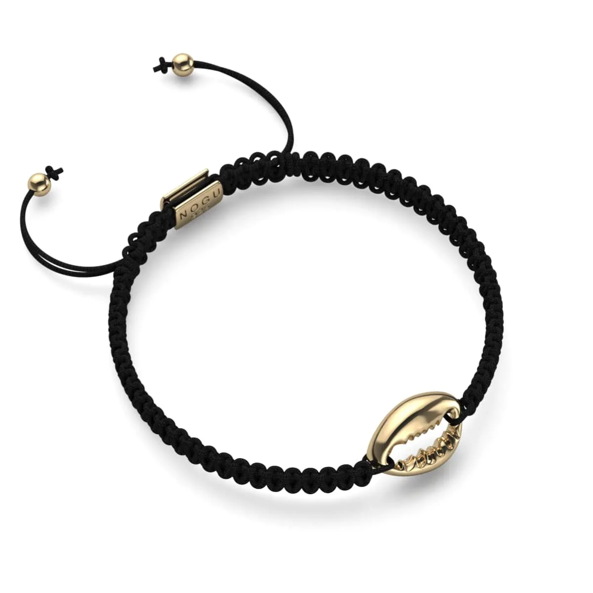 Cowrie Shell Black Macrame Bracelet | .925 Sterling Silver Gold Vermeil