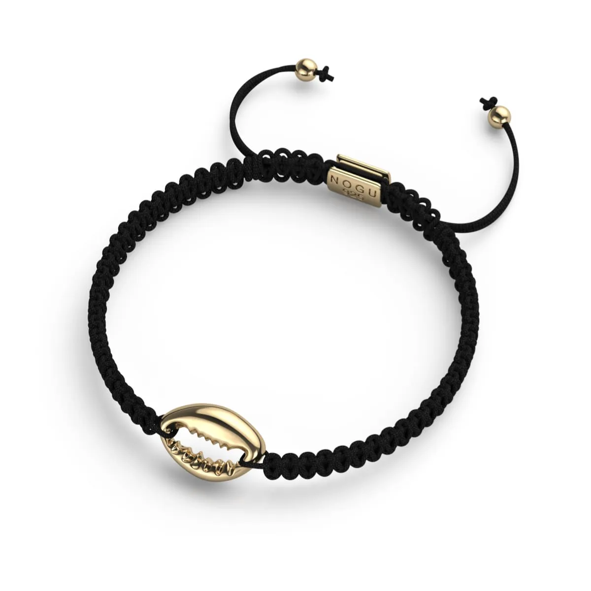 Cowrie Shell Black Macrame Bracelet | .925 Sterling Silver Gold Vermeil