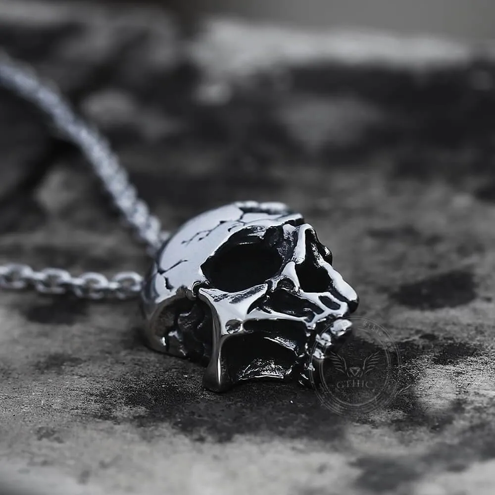 Damaged Half Face Skull Necklace