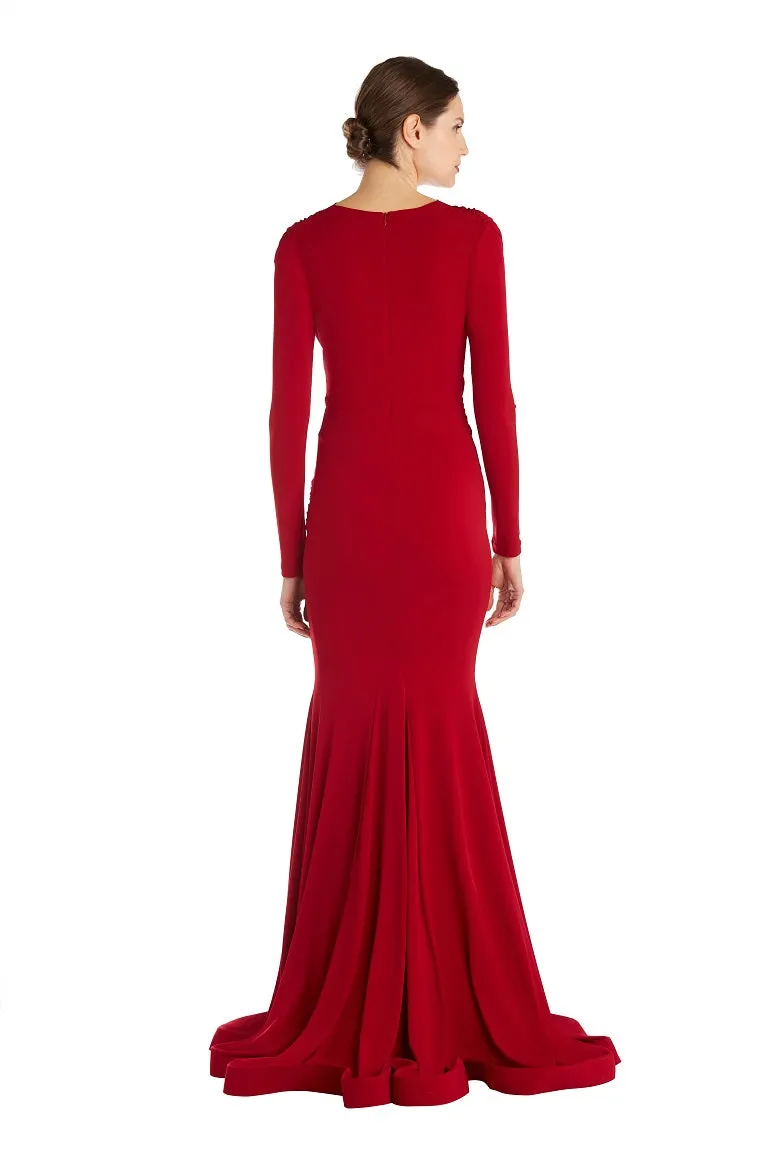 Deep V Long Sleeve Gown