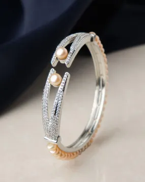 Delightful Stone Studded Pearl Bangle