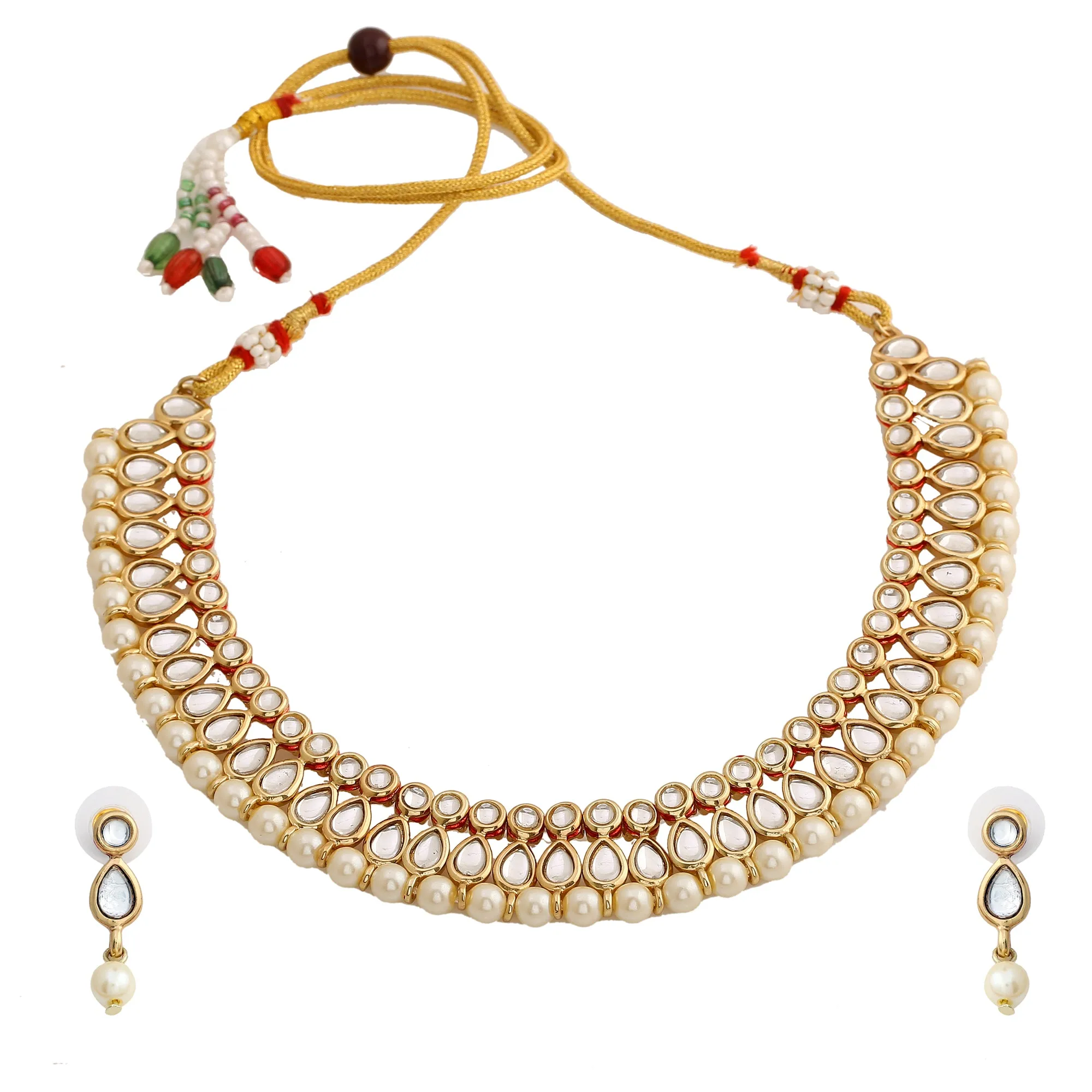 Designer Kundan & Pearl Gold Plated Jewellery Necklace Set for Women/Girls