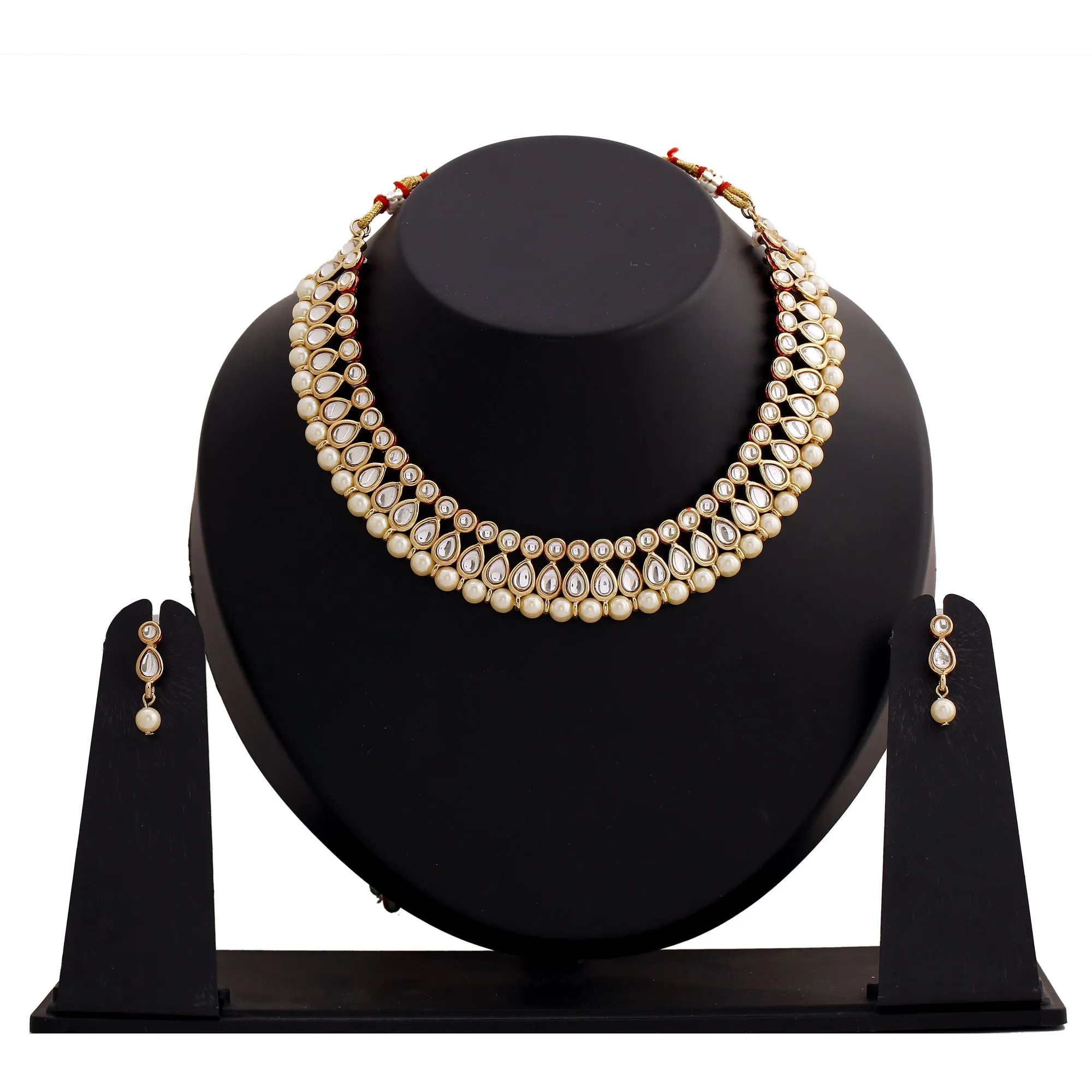 Designer Kundan & Pearl Gold Plated Jewellery Necklace Set for Women/Girls