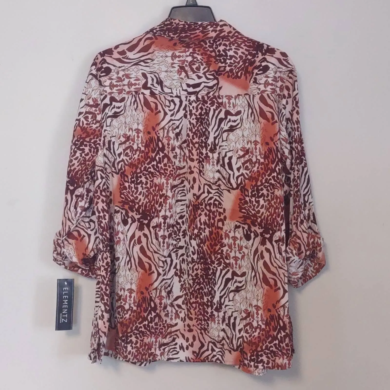 Elementz Roll Tab Animal Print Blouse