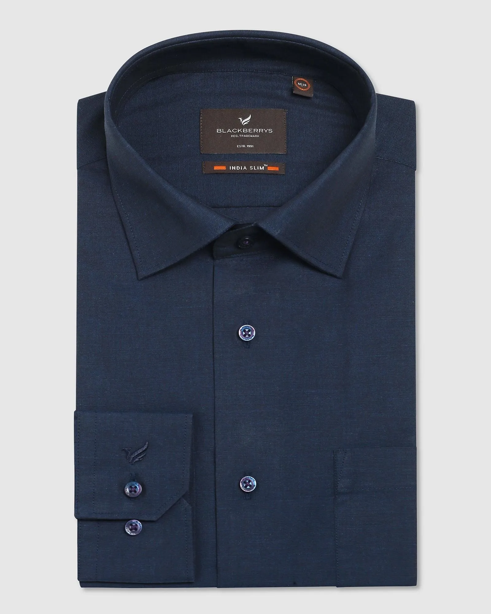 Formal Navy Solid Shirt - Retro