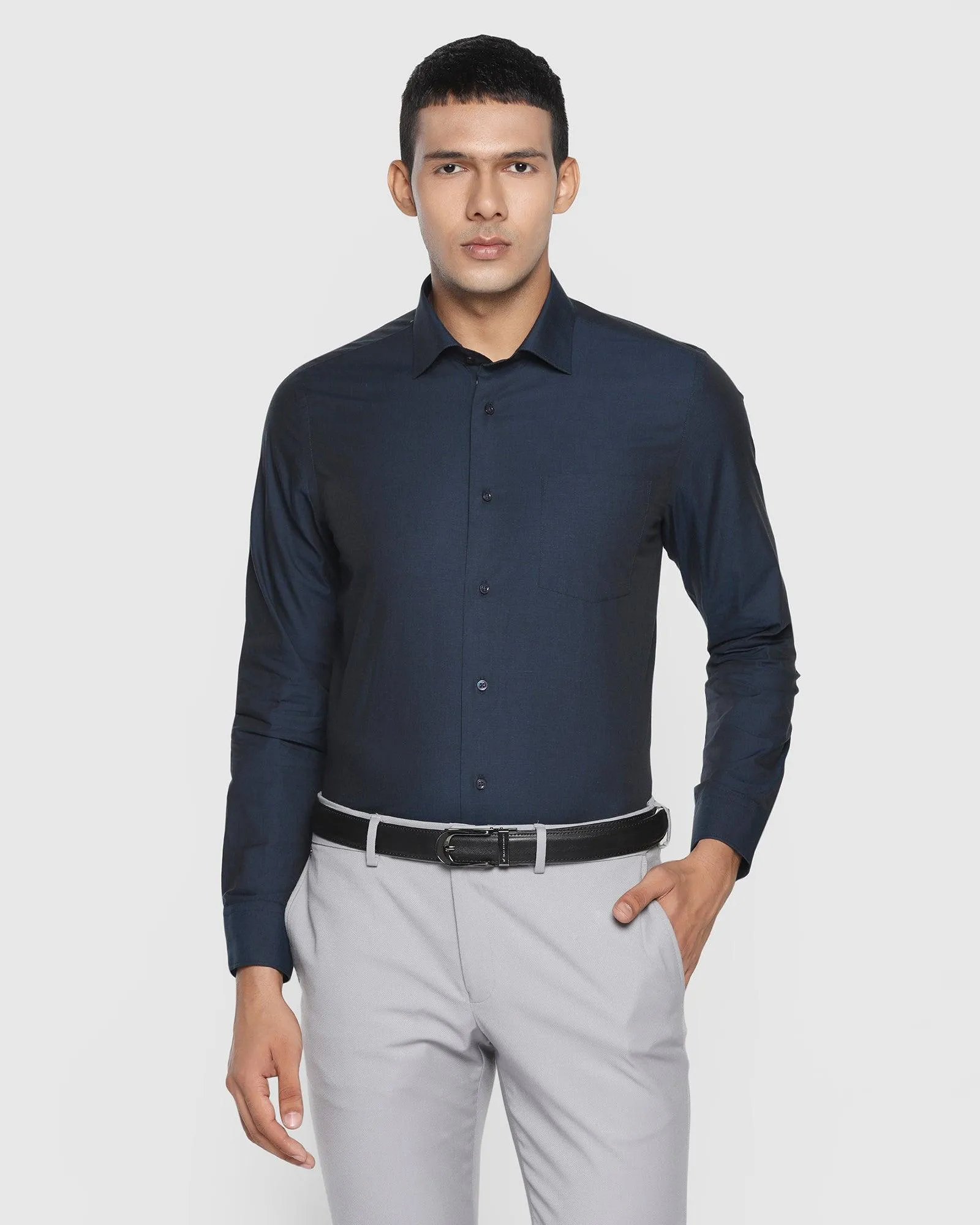 Formal Navy Solid Shirt - Retro