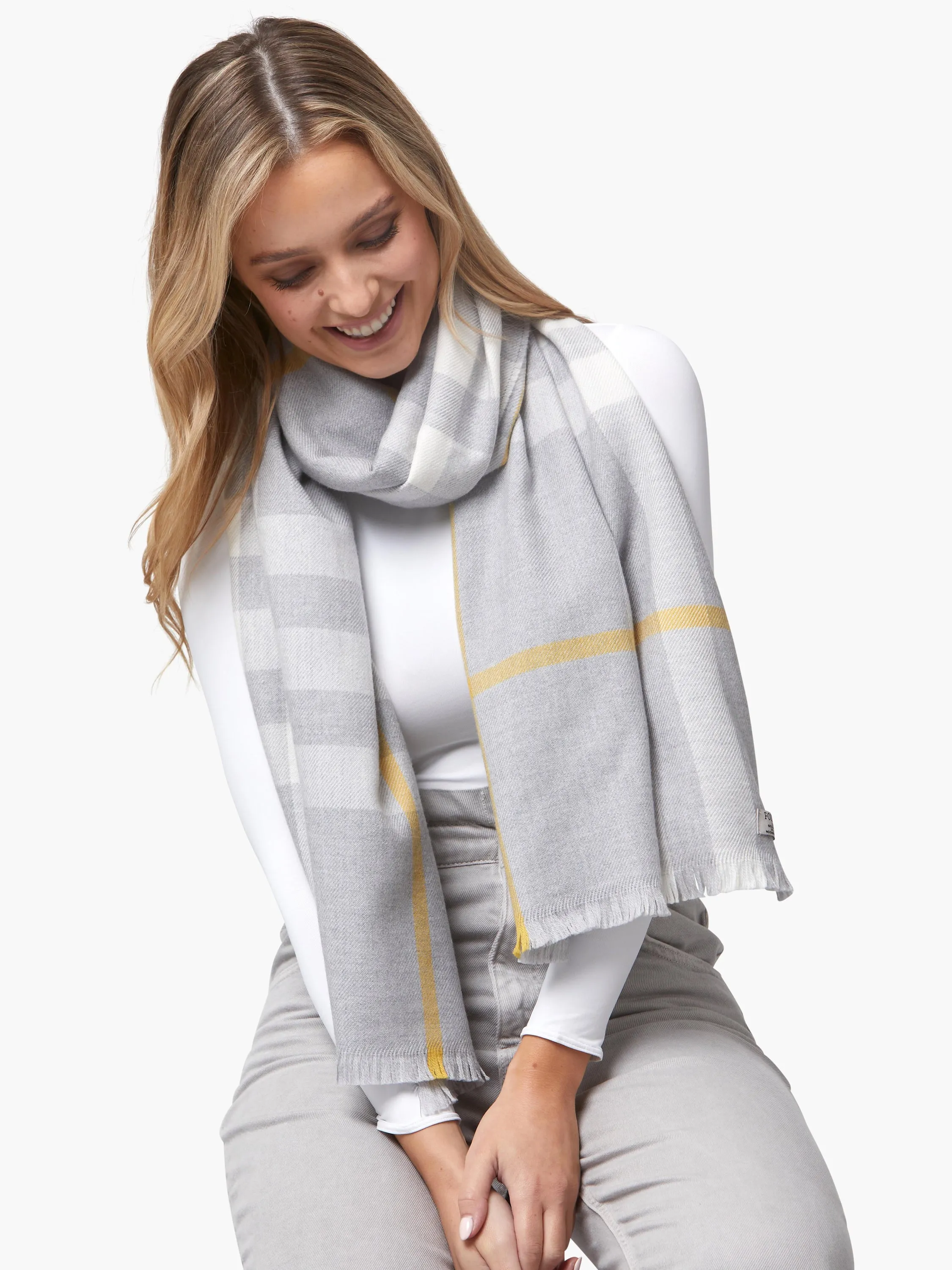 Foxford Grey and Gold Extra Fine Merino Scarf