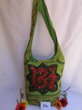 Green Orange Brown Cross Body Messenger Hand Fabric India Sign