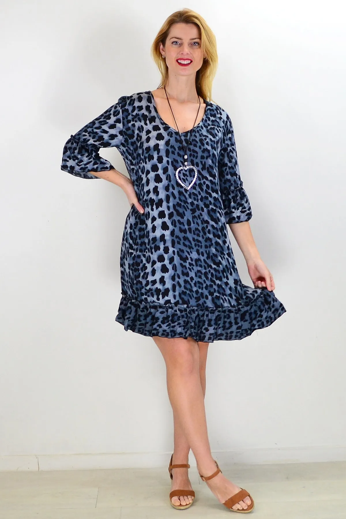 Grey Animal Shift Tunic Dress