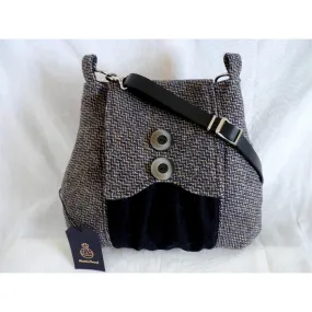 Harris Tweed Bag - Poacher Shoulder Bag - Grey & Lemon