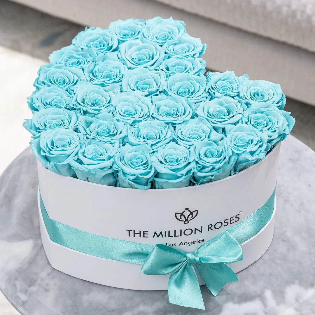 Heart White Box | Turquoise Roses