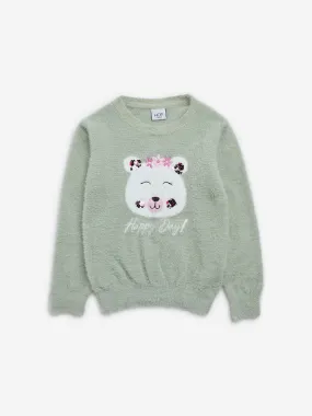 HOP Kids Sage Animal Printed Knitted Sweater