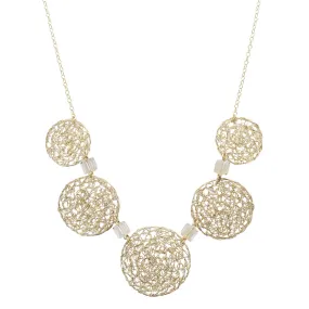 Israeli Smadar Sarid Golden Mesh Circles Necklace