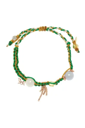 Joie DiGiovanni Golden Green Garden Pearl & Rose Gold Silk Rocker Bracelet