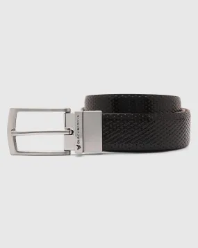 Leather Black & Tan Textured Belt - Qadif