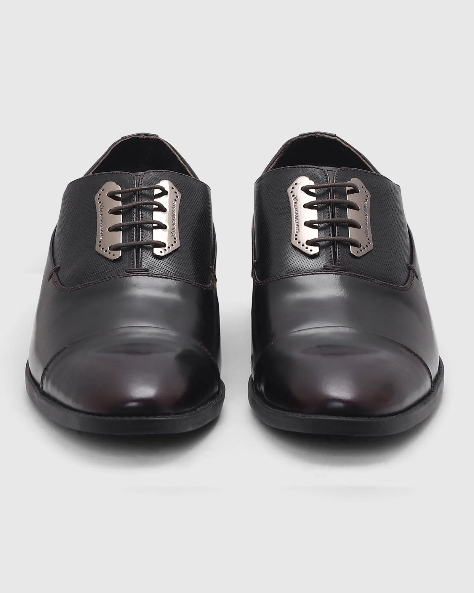 Leather Formal Burgundy Solid Oxford Shoes - Pronel