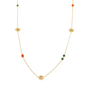 Majestic Tang Peony Long Necklace Gold Vermeil