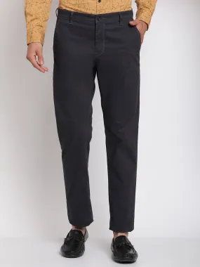 Men's Casual Flat front Dark Grey  Trousers