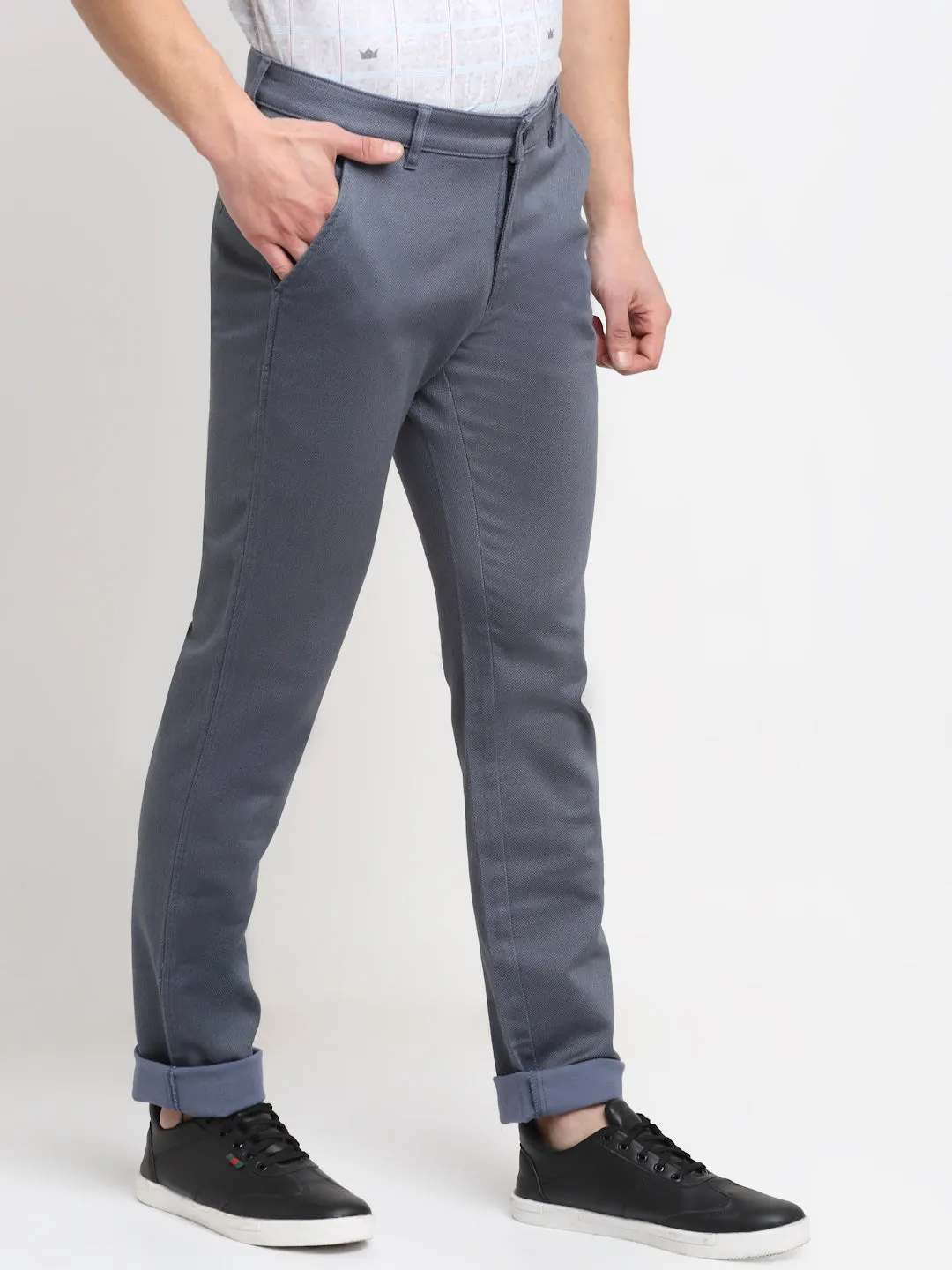 Men's Casual Flat front Grey  Trousers