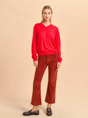 Meredith High-Rise Cropped Flare Corduroy Pant