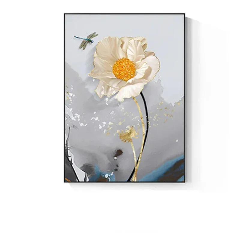 Modern Abstract Floral Wall Art Fine Art Canvas Prints Blue Gray Botanical Pictures For Living Room Bedroom Wall Art Decor