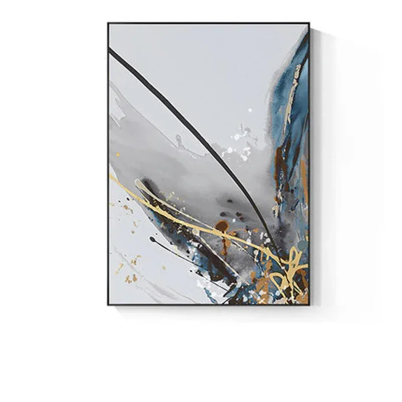 Modern Abstract Floral Wall Art Fine Art Canvas Prints Blue Gray Botanical Pictures For Living Room Bedroom Wall Art Decor