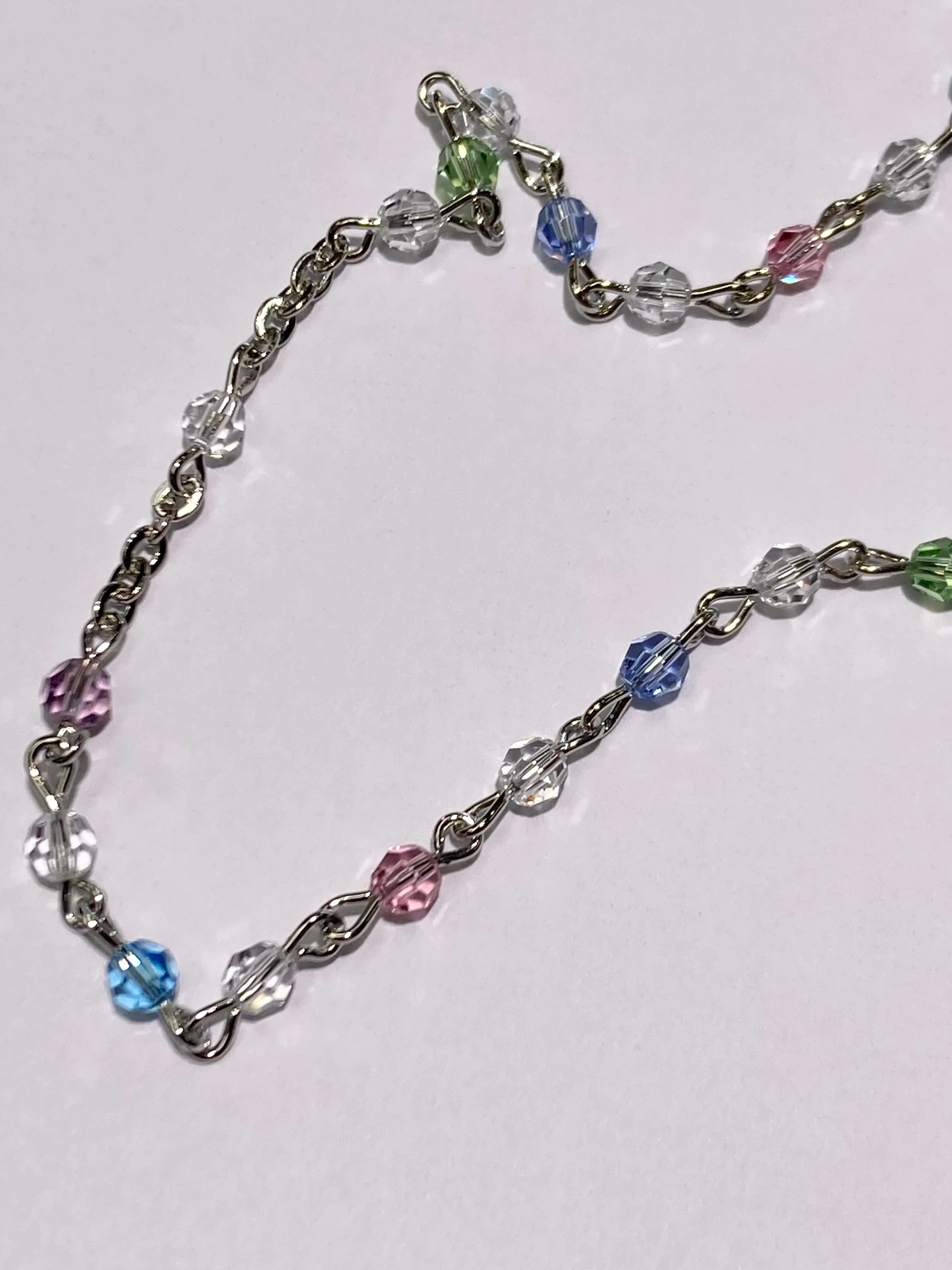 Multi Colored Silver Plated Rosary Beads