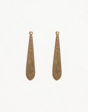 Ornate Etched Dangle, 36x7mm, (2pcs)