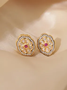 Rubans Zirconia Studded Stainless Steel Studs Earrings