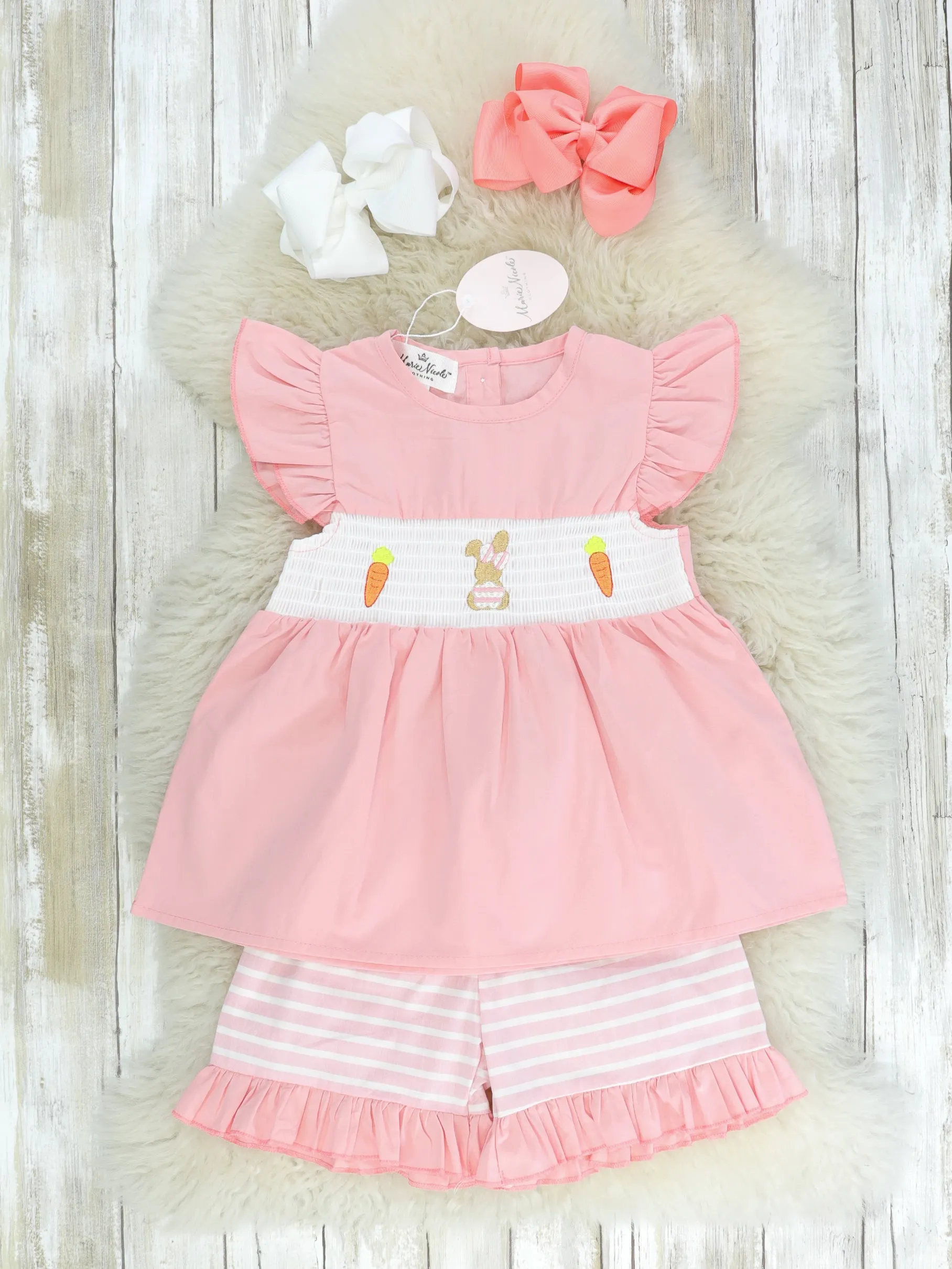 Smocked Carrot & Bunny Ruffle Outfit