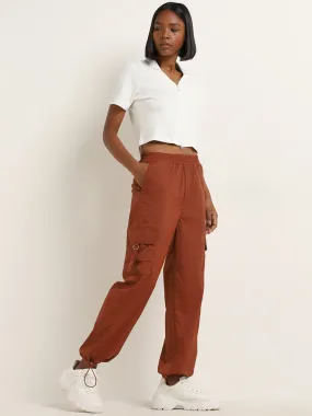 Studiofit Rust Cargo-Style Mid-Rise Pants