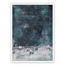 Vertical smoky blue & white abstract wall art print