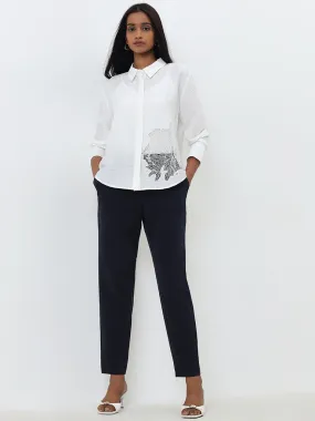 Wardrobe Navy High-Rise Trousers