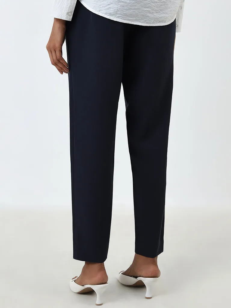 Wardrobe Navy High-Rise Trousers